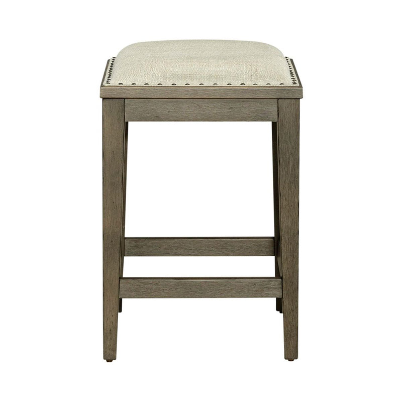 Liberty Furniture Americana Farmhouse Upholstered Console Stool in Dusty Taupe