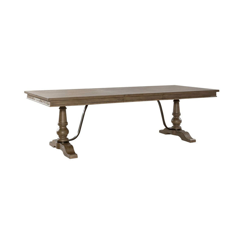 Liberty Furniture Americana Farmhouse Trestle Table in Dusty Taupe & Black