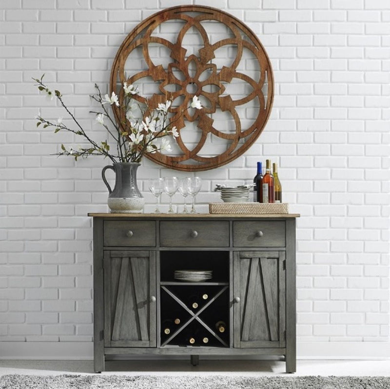 Liberty Furniture Lindsey Farm Server in Gray/Sandstone