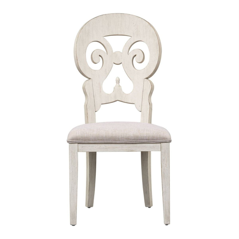 Liberty Furniture Farmhouse Reimagined Splat Back Side Chair (RTA) in Antique White (Set of 2)
