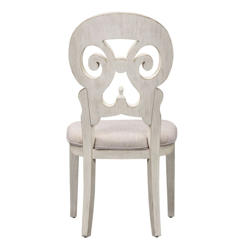 Liberty Furniture Farmhouse Reimagined Splat Back Side Chair (RTA) in Antique White (Set of 2)