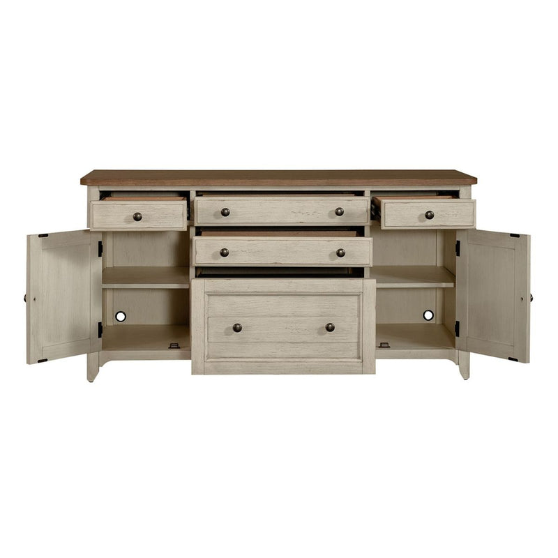 Liberty Farmhouse Reimagined Door Credenza in Antique White