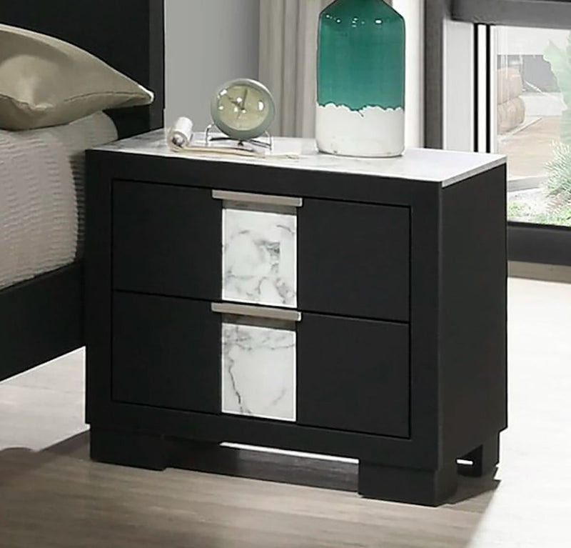 Crown Mark Furniture Rangley 2 Drawer Nightstand in Black