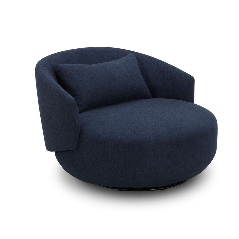 Liberty Furniture Haley Upholstered Swivel Cuddler Chair in Midnight image