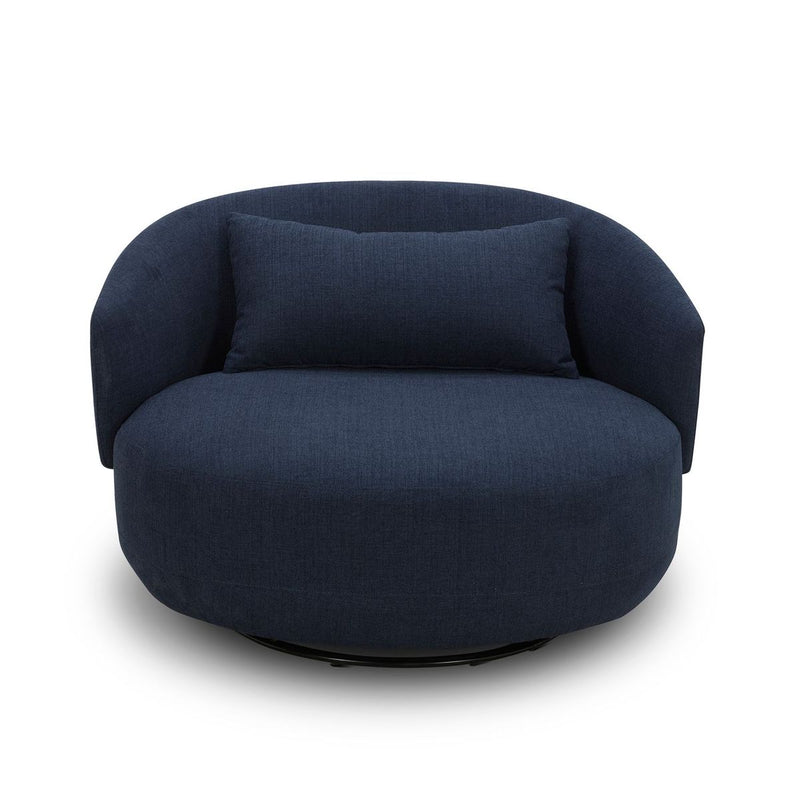 Liberty Furniture Haley Upholstered Swivel Cuddler Chair in Midnight