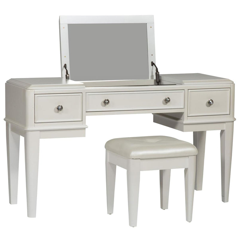 Liberty Furniture Stardust Vanity Desk in Iridescent White