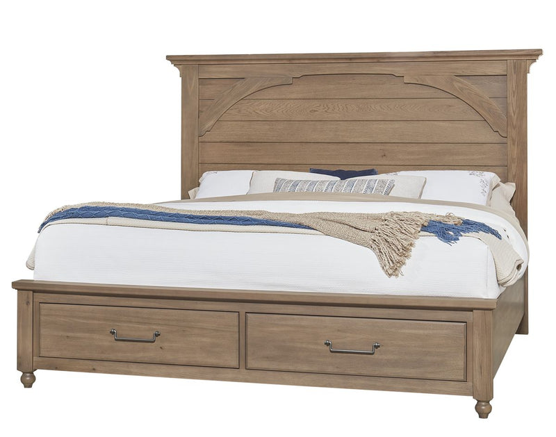 Vaughan Bassett Vista Queen Mansion Storage Bed in Natural Oak image
