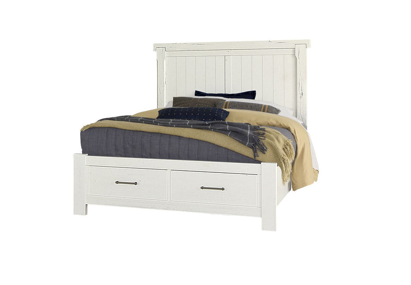Vaughan Bassett Yellowstone Queen American Dovetail Panel Storage Bed in White & Buckskin image