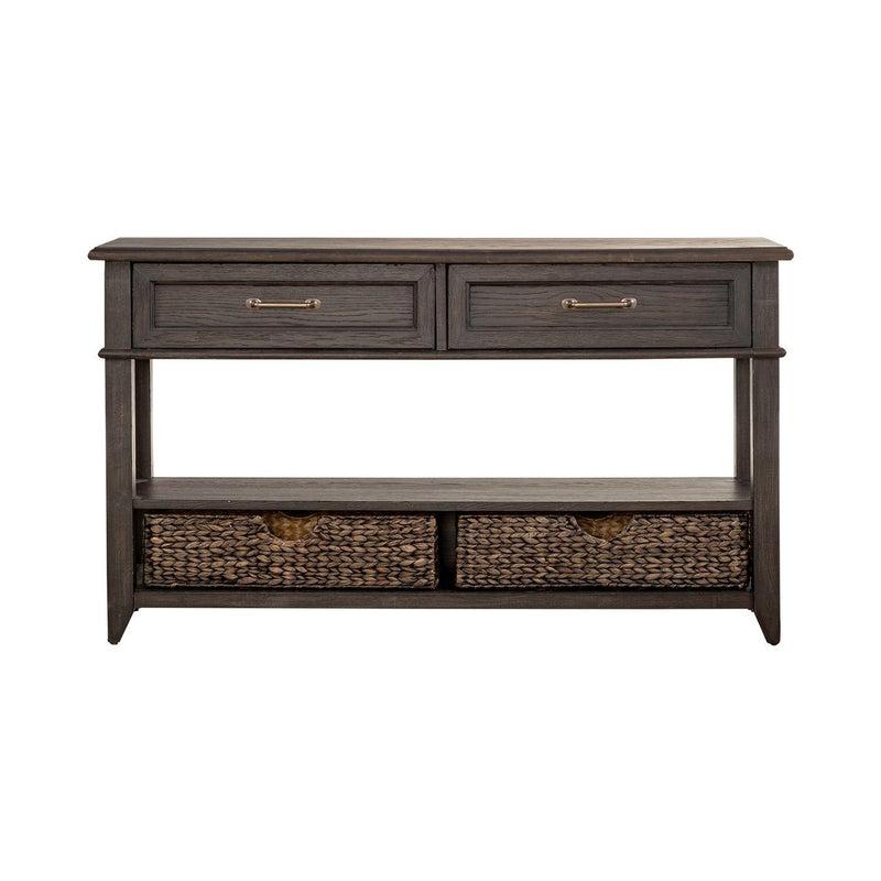 Liberty Furniture Mill Creek 2 Drawer Sofa Table in Peppercorn