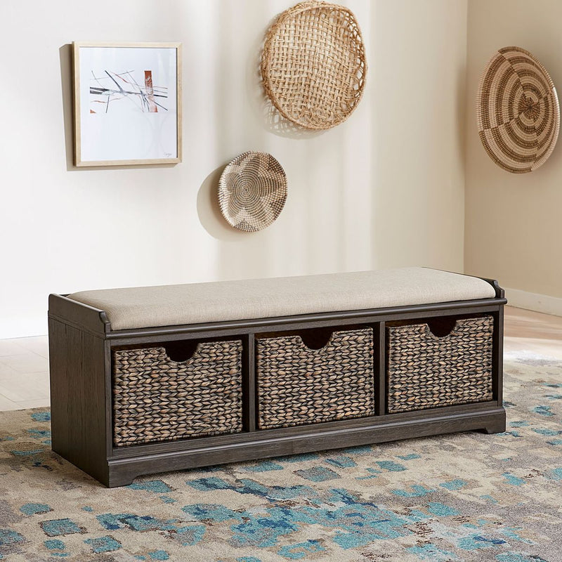 Liberty Furniture Mill Creek Wall Bench in Peppercorn