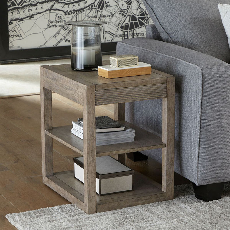 Liberty Furniture Bartlett Field Chairside Table in Dusty Taupe