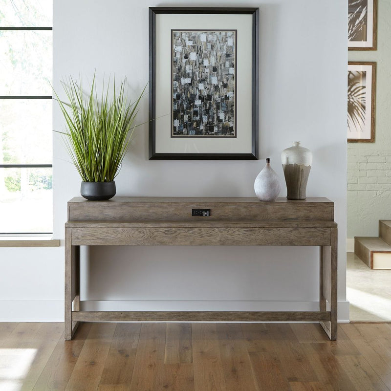 Liberty Furniture Bartlett Field Console Bar Table in Dusty Taupe