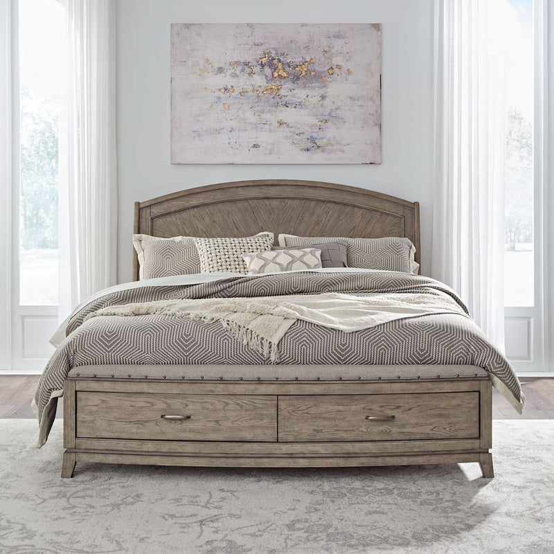 Liberty Furniture Avalon King Panel Storage Bed in Burnished Beige