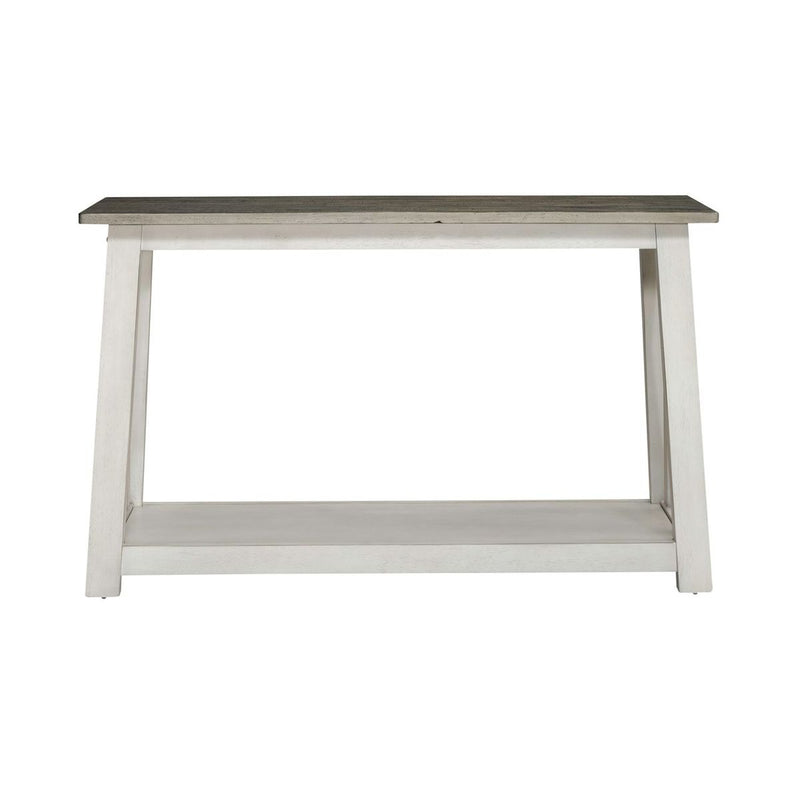 Liberty Furniture Laurel Bluff Sofa Table in Antique White with Dusty Gray Top