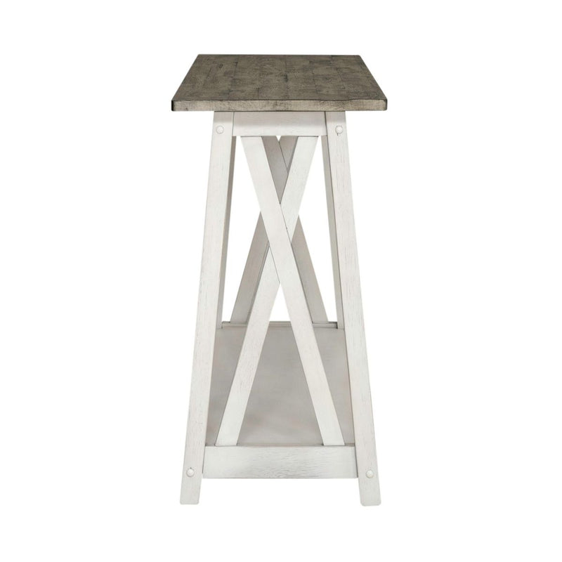 Liberty Furniture Laurel Bluff Sofa Table in Antique White with Dusty Gray Top
