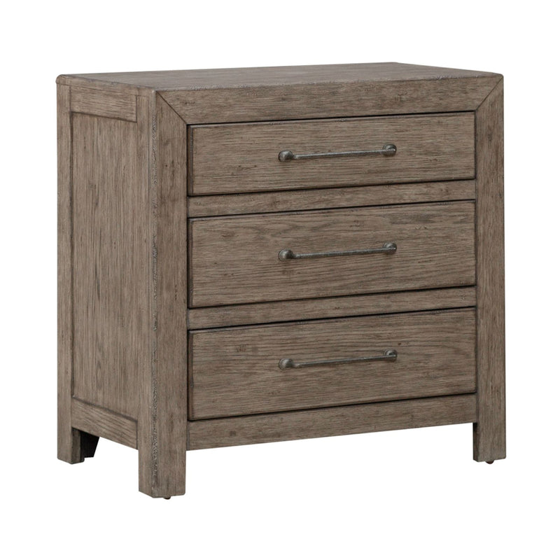 Liberty Furniture Skyview Lodge Nightstand with Charging Station in Cobblestone image