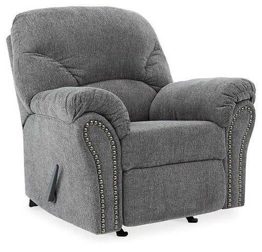 Comfortable Ashley Furniture Allmaxx recliner with plush upholstery and padded armrests, perfect for relaxing.