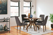 Ashley Furniture Lyncott Dining Room Set featuring a wooden table and matching chairs, modern design for dining space.