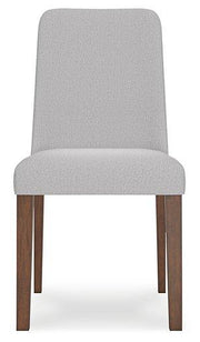 Ashley Furniture Lyncott dining room set featuring a wooden table and six matching chairs in a modern design.
