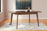 Ashley Furniture Lyncott dining room set with a rectangular table and six upholstered chairs in a modern design.