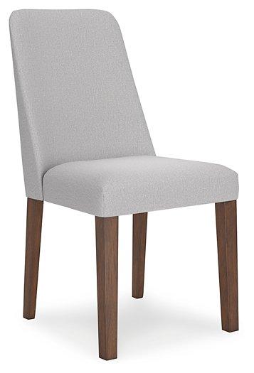 Ashley Furniture Lyncott dining room set featuring a wooden table and six upholstered chairs in a modern design.
