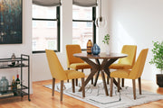 Ashley Furniture Lyncott dining room set with a wooden table and matching chairs in a modern dining space setting.