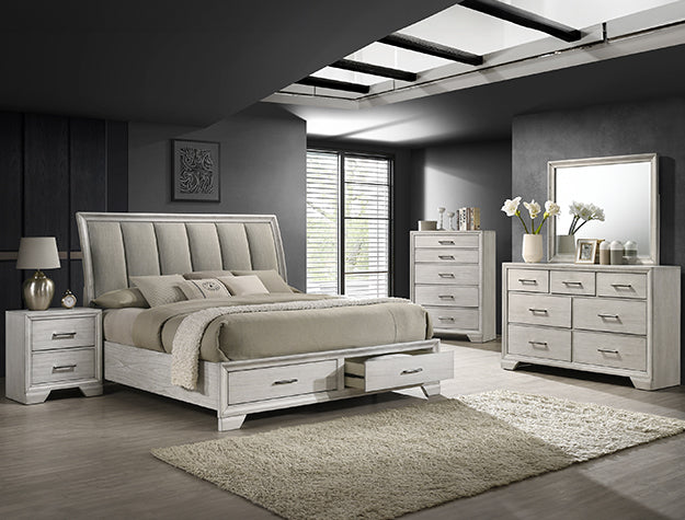 JAYMES Q STORAGE BED HB WHITE MIST