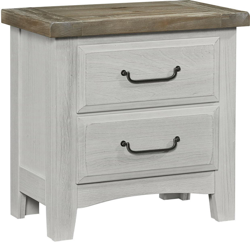 Vaughn-Bassett Sawmill 2 Drawer Nightstand in Alabaster Two Tone
