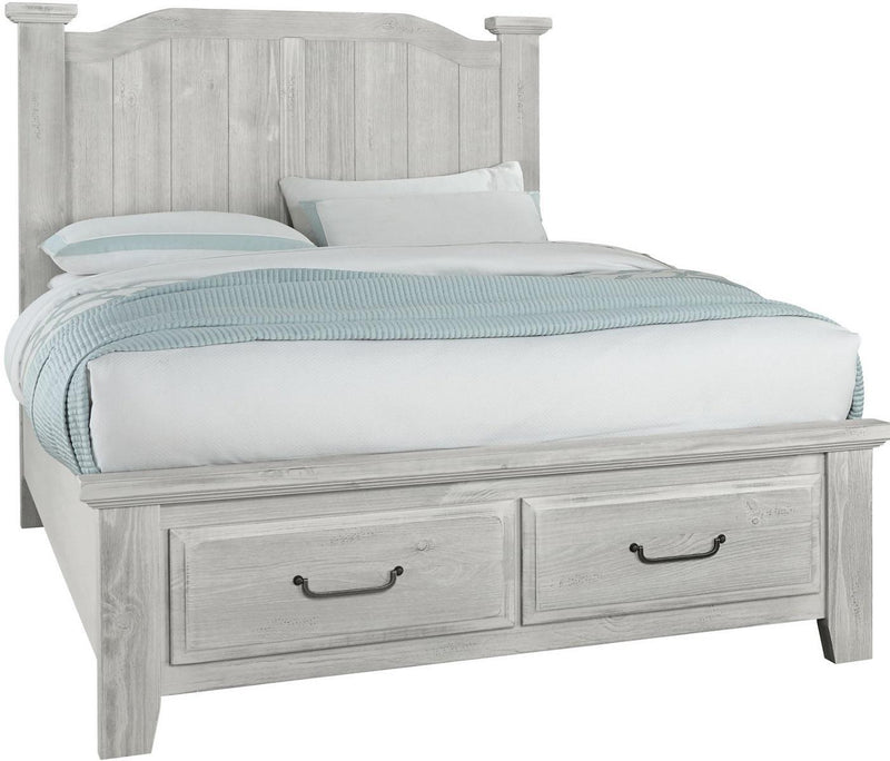 Vaughan-Bassett Sawmill King Arch Storage Bed in Alabaster Two Tone