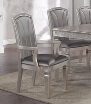 Crown Mark Klina Glam Dining Arm Chair in Light Gray (Set of 2) image
