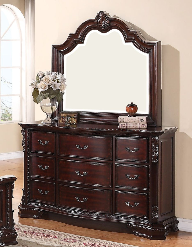Crown Mark Furniture Sheffield Drawer Dresser in Dark Cherry