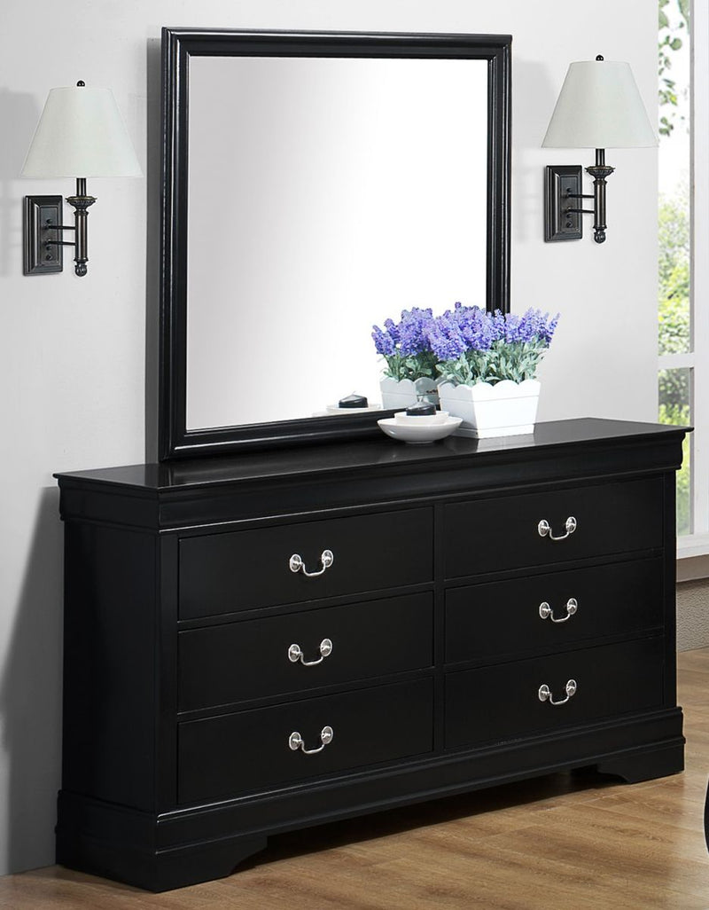 Crown Mark Furniture Louis Philip Dresser Mirror in Black