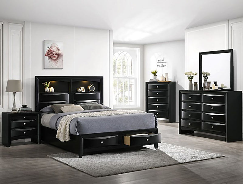 Crown Mark Furniture Fallon 3 Drawer Nightstand in Black
