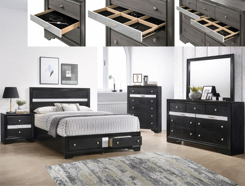 Crown Mark Regata Queen Storage Bed in Black