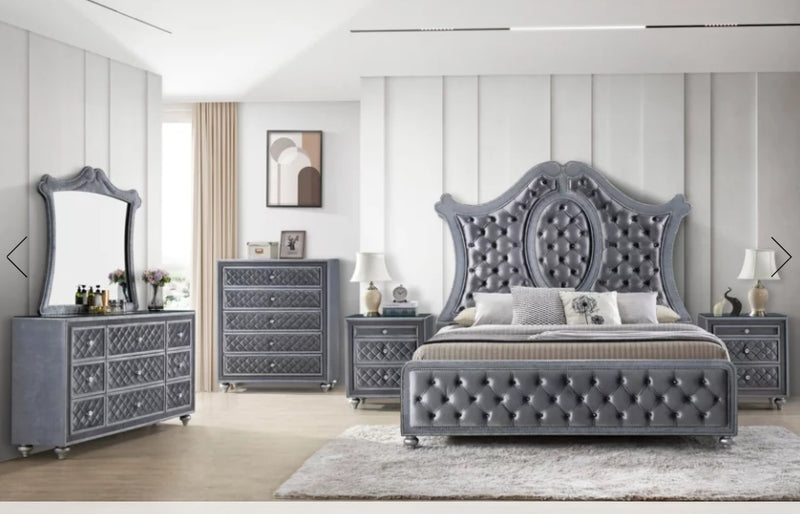 Crown Mark Furniture Voltare Queen Bed in Dark Grey