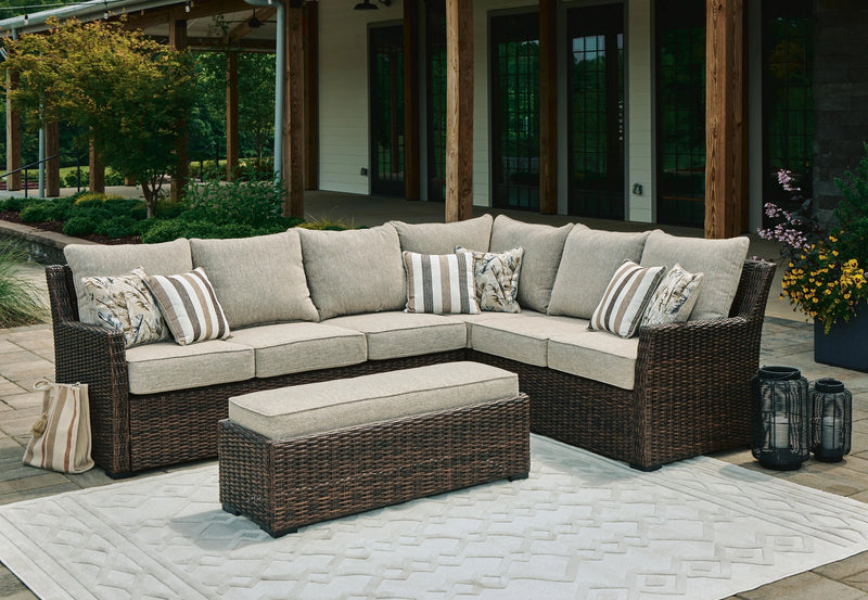 Brook Ranch Outdoor Sofa Sectional/Bench with Cushion (Set of 3)
