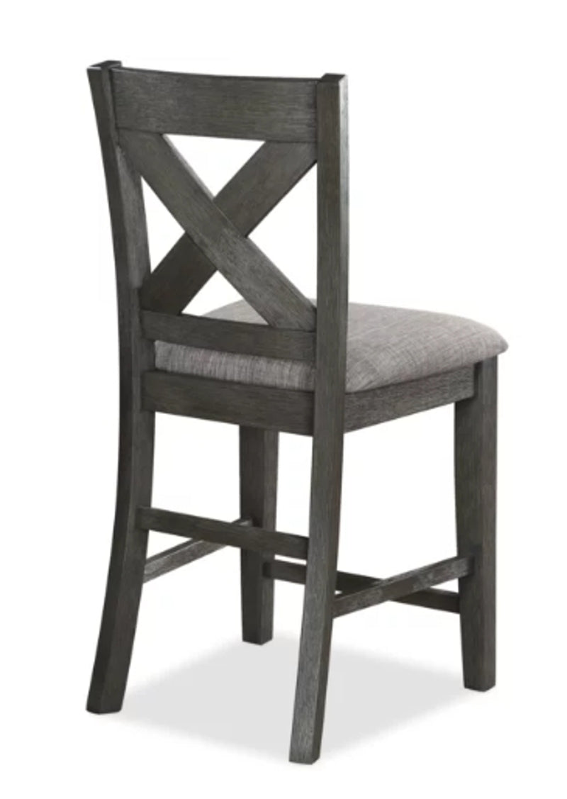 Crown Mark Furniture Rufus Counter Height Chair in Dark Gray (Set of 2)