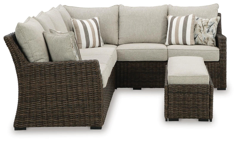 Brook Ranch Outdoor Sofa Sectional/Bench with Cushion (Set of 3)