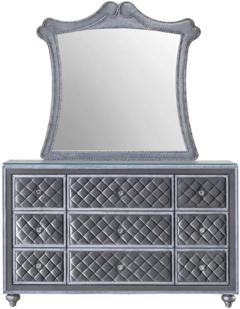 Crown Mark Furniture Voltare Mirror in Dark Grey