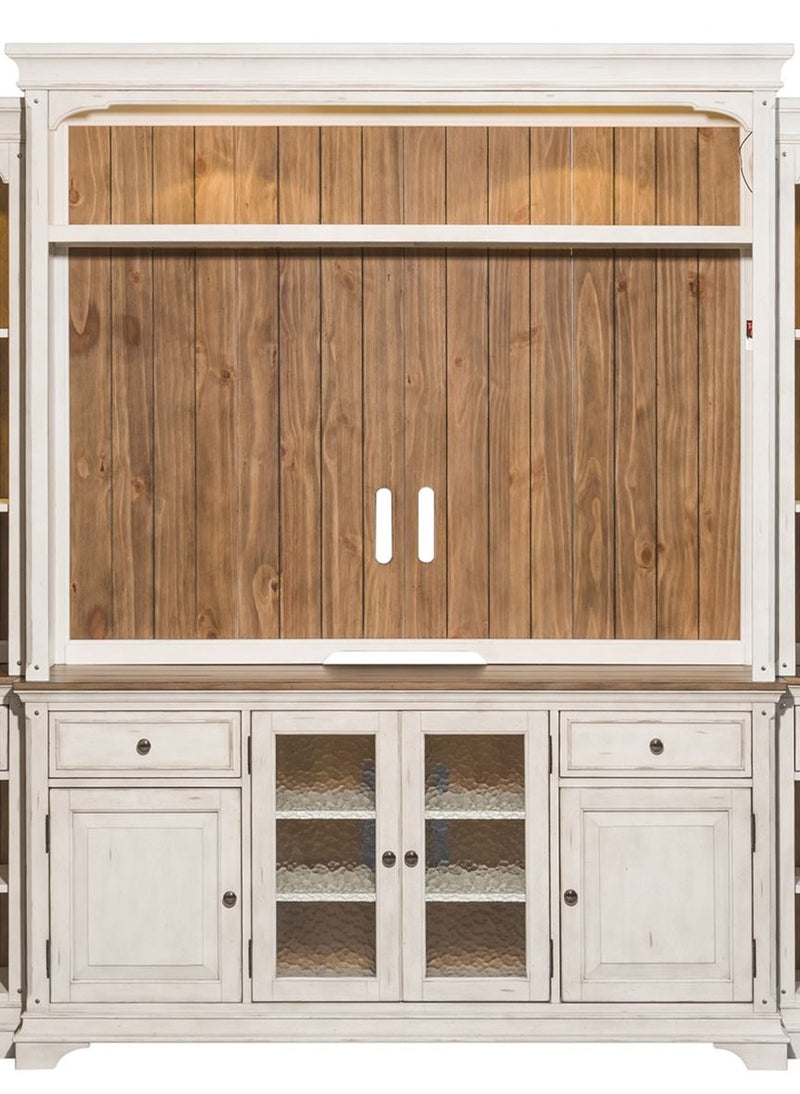 Liberty Morgan Creek 66" Entertainment TV Stand with Hutch Antique White image