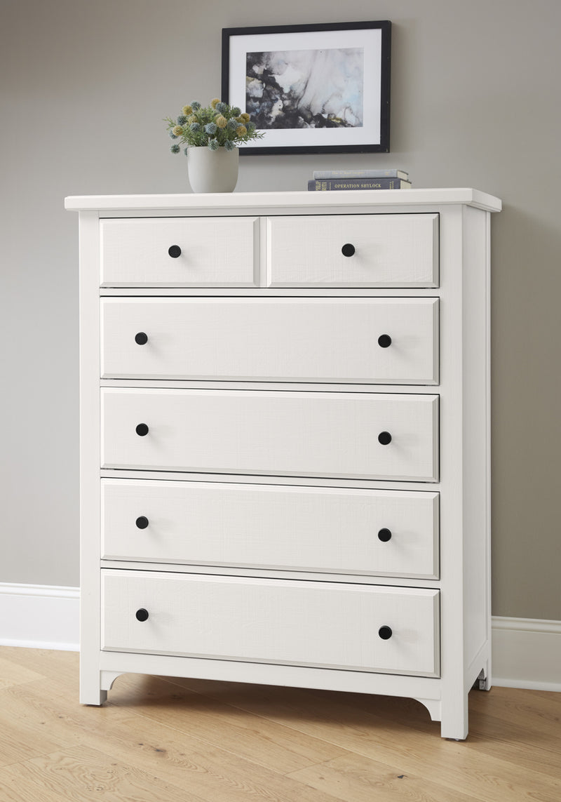 Vaughan Bassett Cool Farmhouse 5-Drawer Chest in Soft White