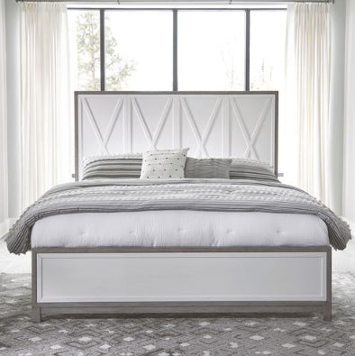 Liberty Furniture Palmetto Heights Queen Panel Bed in Shell White and Driftwood image