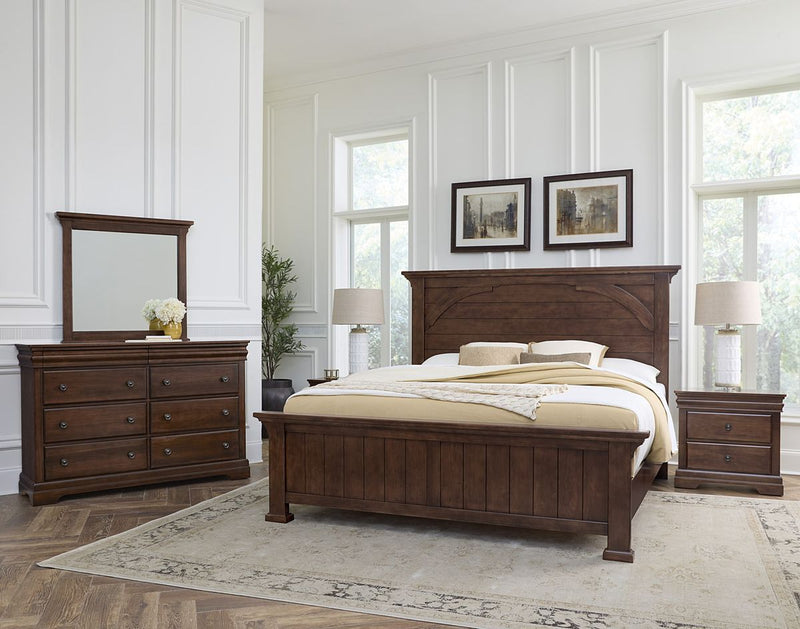 Vaughan Bassett Vista King Mansion Bed in Warm Cherry