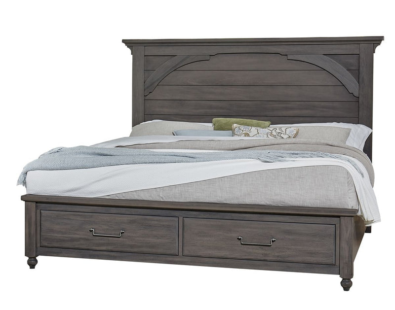 Vaughan Bassett Vista King Mansion Storage Bed in Grey Oak image