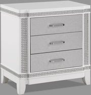 Crown Mark Furniture Ariane Nightstand in White and Silver B1690-2 image