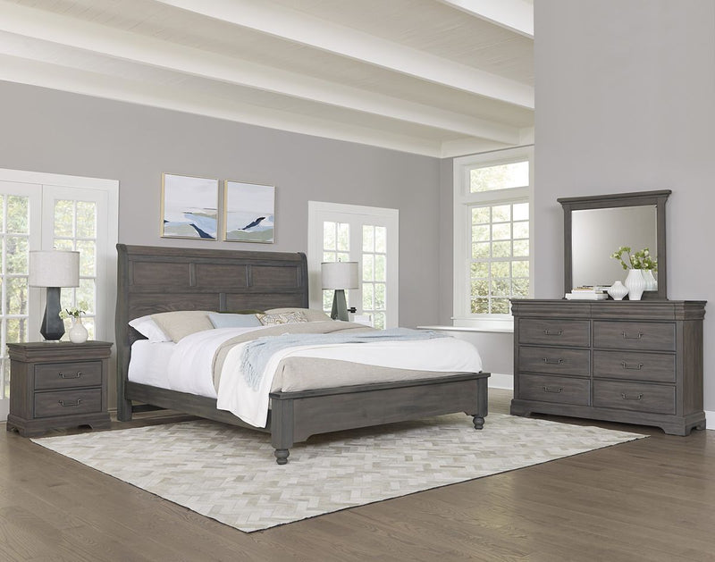 Vaughan Bassett Vista King Sleigh Bed in Grey Oak