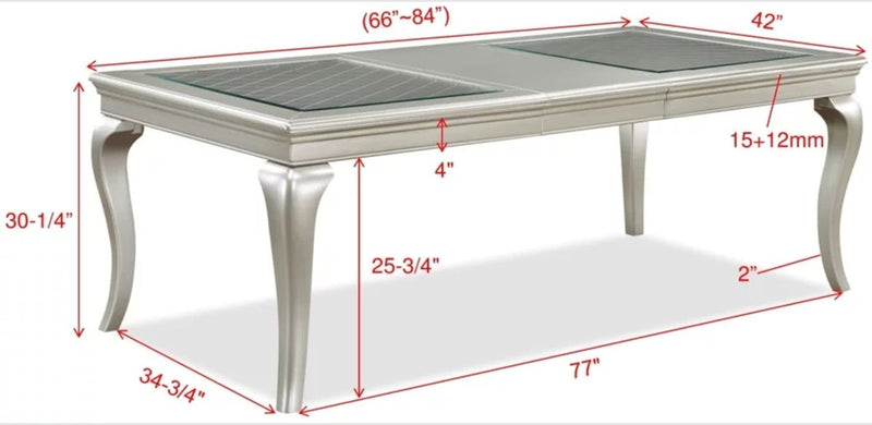 Crown Mark Furniture Caldwell Dining Table in Light Champagne