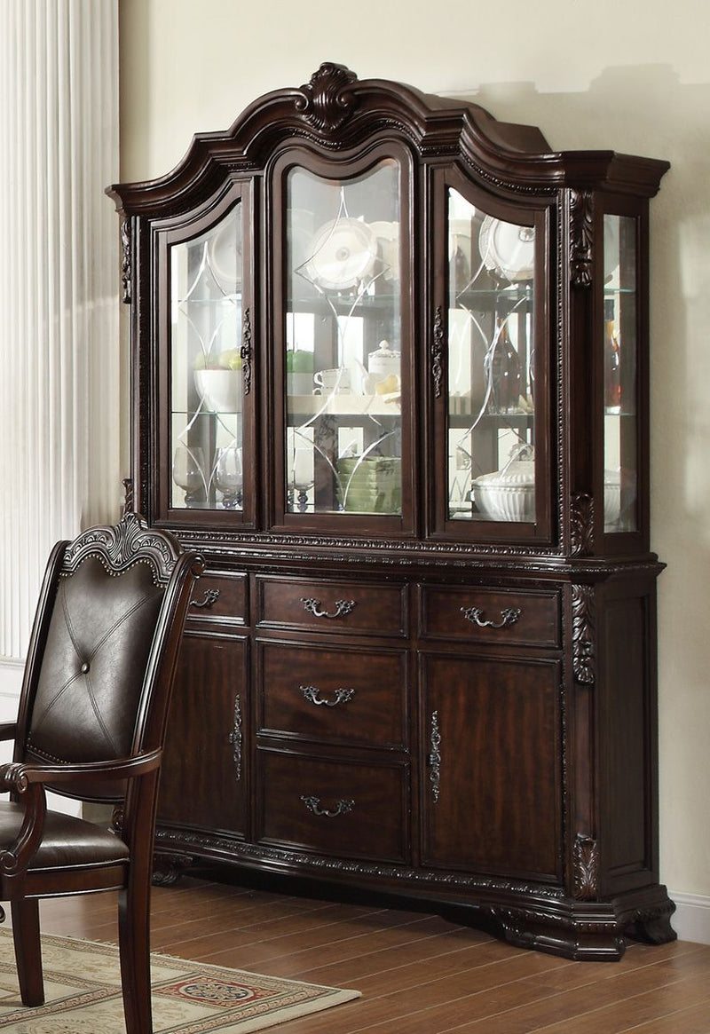 Crown Mark Kiera Buffet with Hutch in Rich Brown
